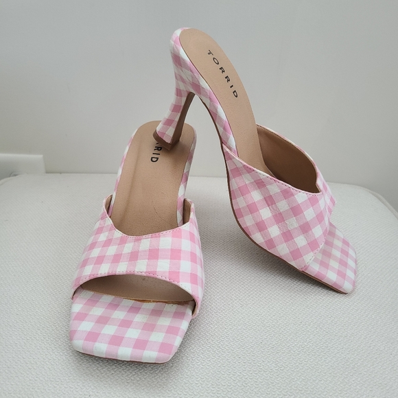 torrid Shoes - Torrid Pink Gingham Square Toe Women's Heels